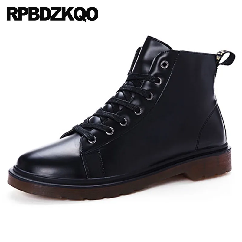 

British Style Military Fall Army Lace Up Men Retro Combat Boots High Sole Platform Black Booties Thick Soled Outdoor Top Shoes