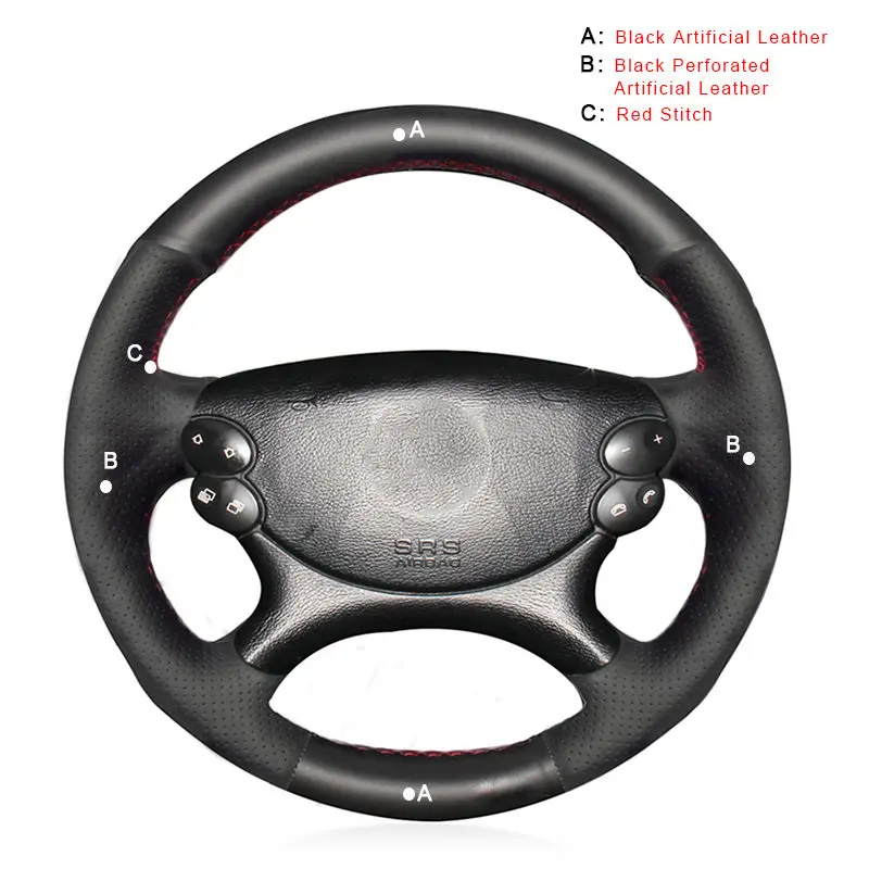 Artificial Leather Car Braid On The Steering Wheel Cover for Mercedes Benz E63 AMG 2006-2008 CLS 63 AMG 2007 Car-styling Auto Steering Wheel Covers - Название цвета: Artificial Leather