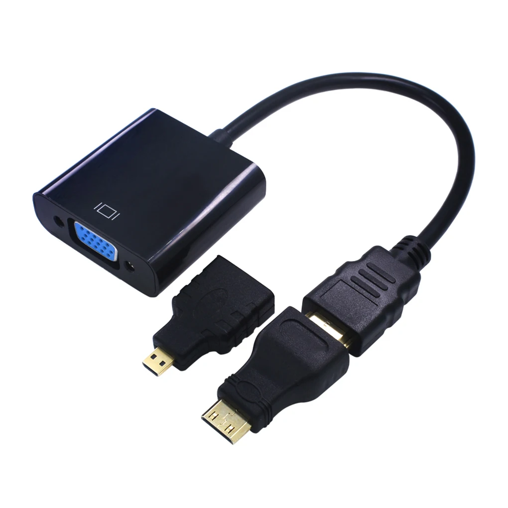 HD to VGA Converter Cable Male Female Adapter Mini Micro Connector Replacement for PS3 Computer PC HDTV Display |