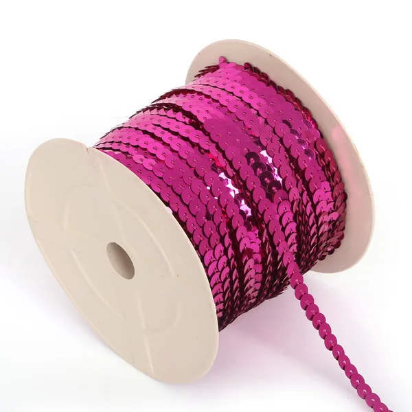 fuchsia Новая мода, смешанные цвета, 100 ярдов/рулон, 6 мм, свободный диаметр, круглые плоские блестки, шитье на планках для рукоделия/подушки/тканевые аксессуары - Цвет: fuchsia