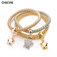 chicvie gold color turtle charm bracelets bangles for women best friends couples infinity friendship bracelet femme jewelry