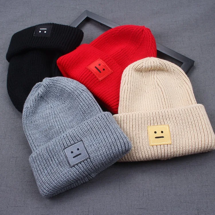 Женская зимняя шапка Skullies Beanies Smiley вязаная теплая для женщин | Аксессуары одежды