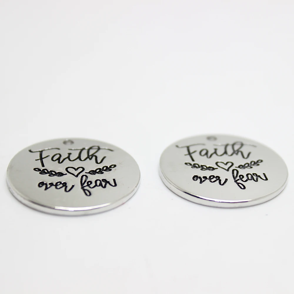8 шт. 22 мм Шарм подвеска с надписью FAITH love OVER страх для изготовления ювелирных
