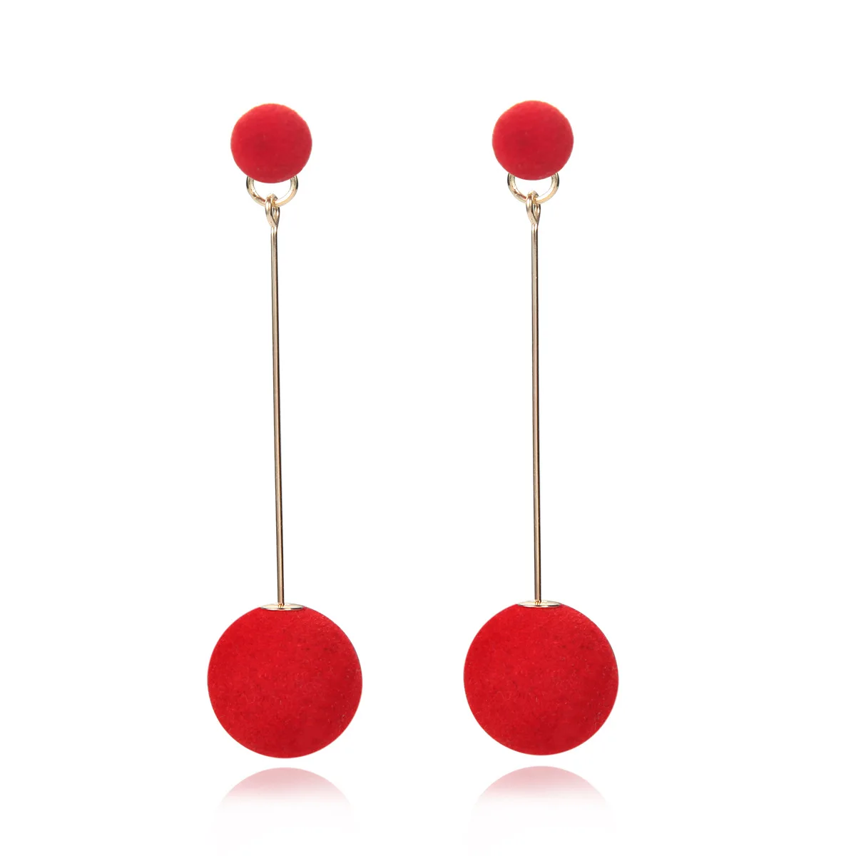 

Korean Fashion Black Red Long Plush Ball Earrings Statement Trendy Personality Drop Dangle Earrings for Women Brincos Jewelry