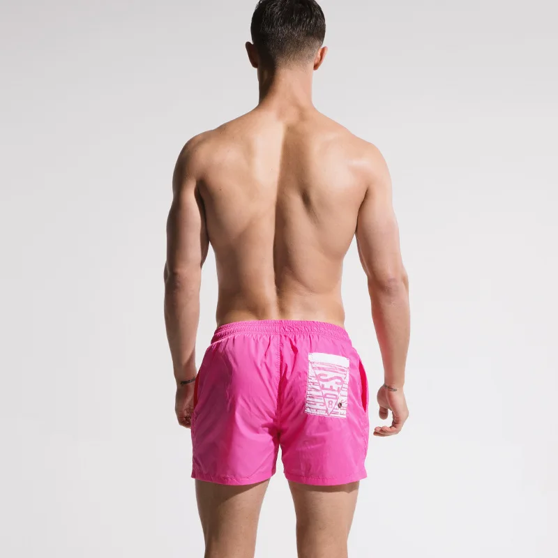 pink colour DESMIIT пляжные шорты, мужские шорты для плавания, быстросохнущие тонкие пляжные шорты для плавания, Шорты для плавания, мужские бермуды, шорты для серфинга, одежда для плавания, сетчатая подкладка - Цвет: pink colour