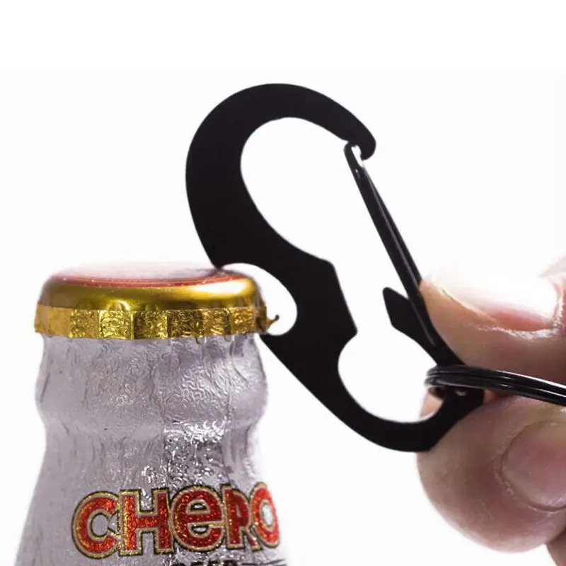 1 шт. Многофункциональный черный d образное кольцо Карабин пива олова открывалка