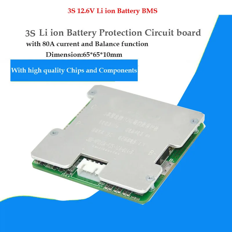 3S li ion 80A 3S 12V или 4S 16,8 V литий-ионный аккумулятор 18650 PCB с током 80A для 12,6 V lipo батареи BMS с функцией баланса - Цвет: 3S li ion 80A