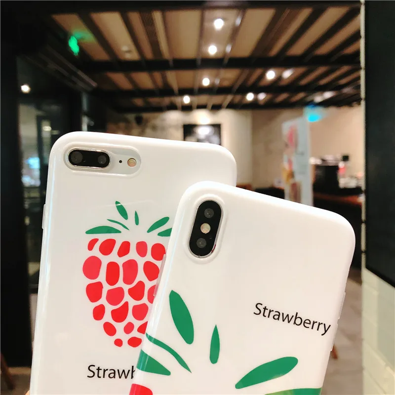 FTAIDKJ Fashion Cartoon Pineapple Soft IMD Case For iPhone X 10 Capa 6 6S 7 8 Plus Lovely Fruit Strawberry Back Cover |