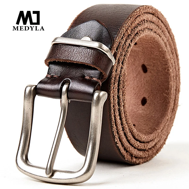 MEDYLA Men Top Layer Leather Casual High Quality Belt men belt 150cm Vintage Design Pin Buckle Genuine Leather Belts