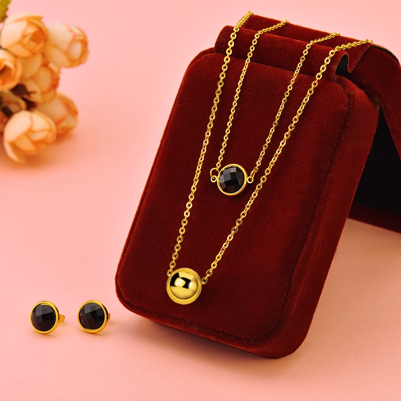 Комплект из колье и серёг нержавеющей стали|set jewelry|set jewelry for womenfashion jewellery sets |