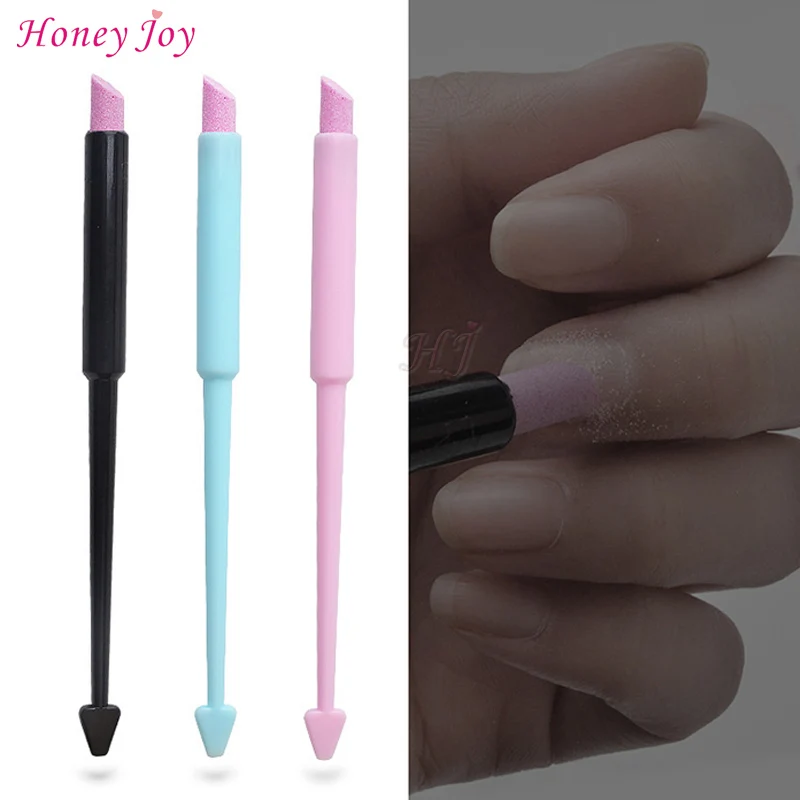2pcs Pro Dual Use Ceramic Quartz Scrubs Stone Cuticle Pen Engraved Rod Nail Pusher Dust Stick Cleaner Polishing Manicure Tools