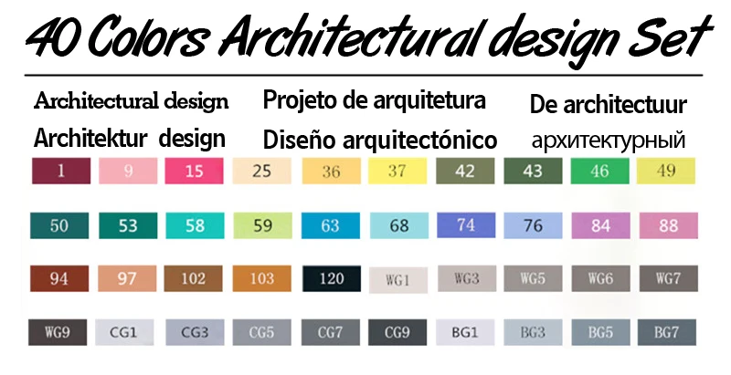 40 Architectural Set TOUCHNEW 30/40/60/80 Цвет художника с двойной головкой эскиз маркеры на спиртовой основе маркер художественный маркер для художника мягкий дизайнерский арт-Сделано в Китае - Цвет: 40 Architectural Set