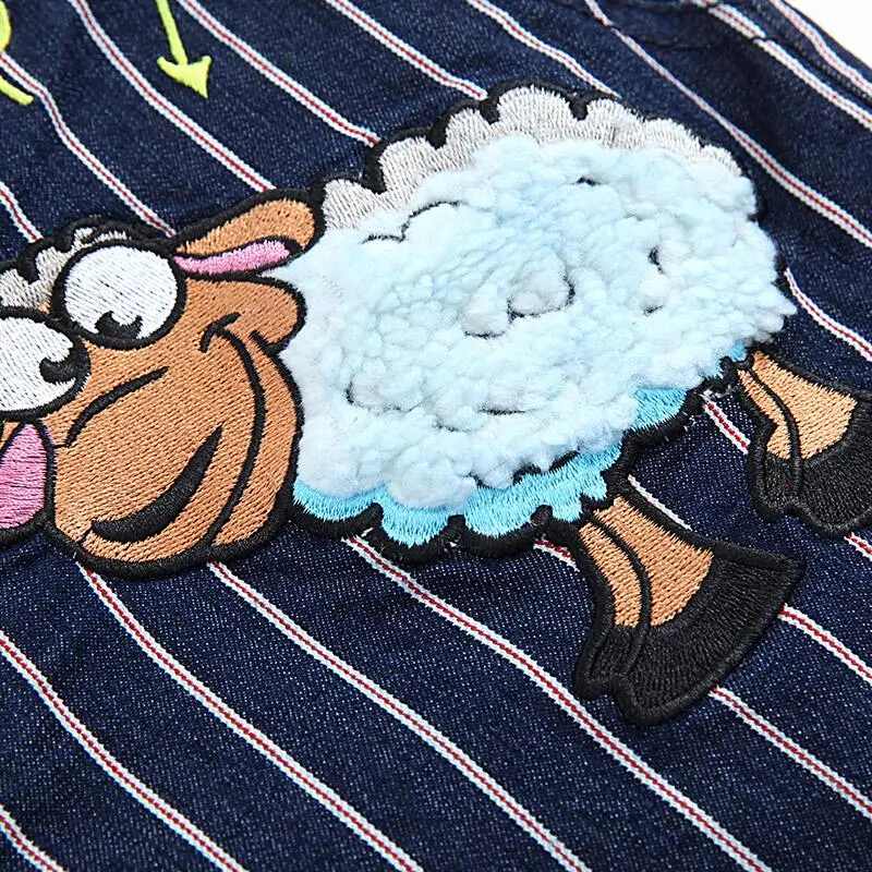 2019 весна мультфильм вышивка джинсовые свободные узкие брюки для женщин Мода патч