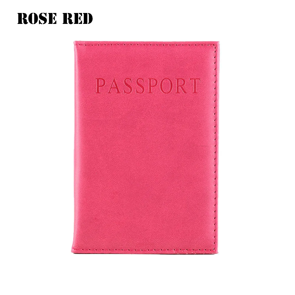 Artificial Leather Women Passport Holder Couple Models Women's Travel Business Passport Cover Unisex Card Case Men Card Holder - Цвет: Rose red