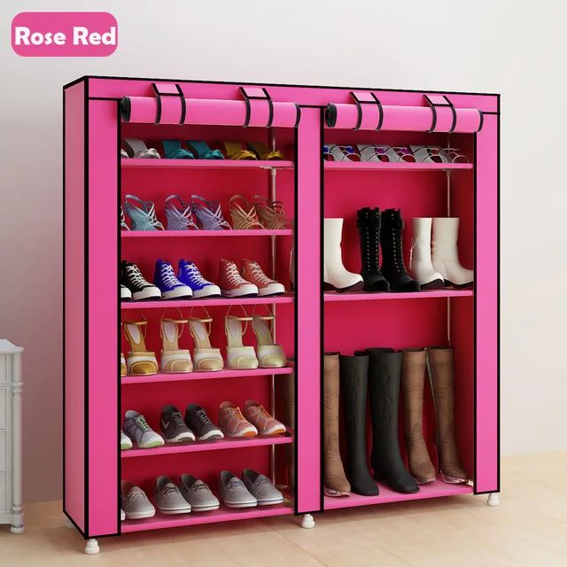 rose red Кофе большой обувной шкаф Организатор 7-слойная 9-сетка из нетканного полотна съемный ящик для хранения обуви для домашней мебели стойка для обуви - Цвет: rose red
