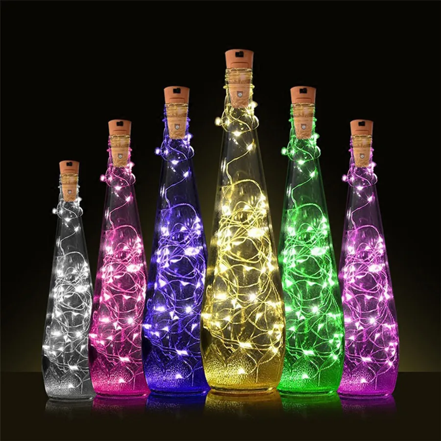 

BEIAIDI 10PCS 10 Leds Glass Wine Solar LED String Light Cork Wine Bottle Stopper Fairy String Garland Christmas Party Decoration