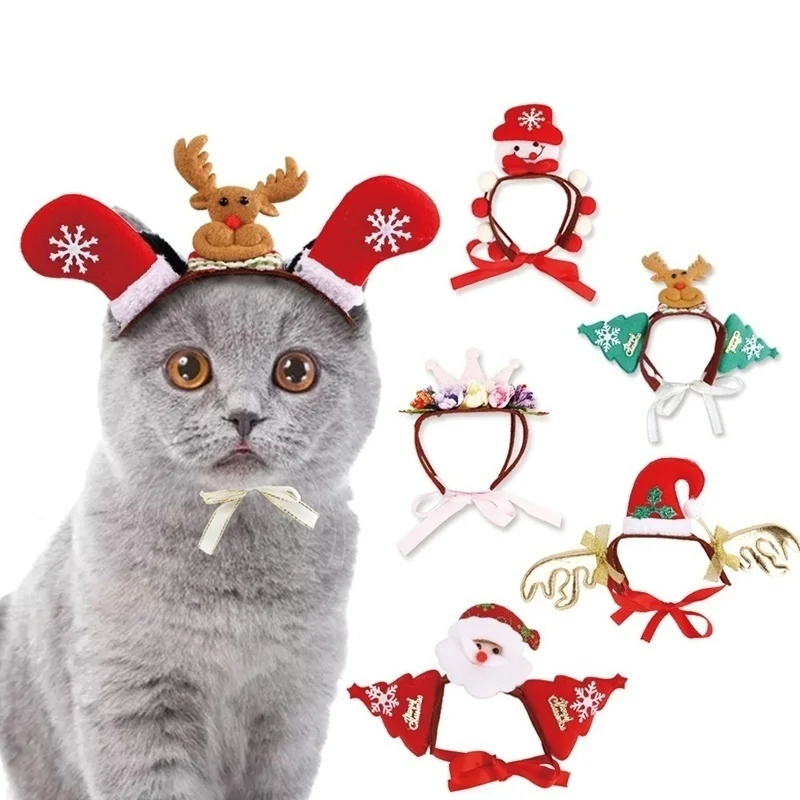 

Christmas Hat Funny Dogs Cats Christmas Headwear Costume Pet Hair Accessories Halloween Christmas Decor