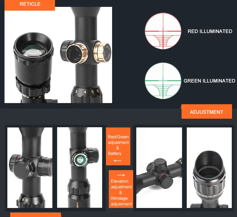 Охотничья оптика Riflescope 3-9x32 AOL красный зеленый Mil точка с подсветкой сетка угловой интегральный Зонт тактический прицел для ружья