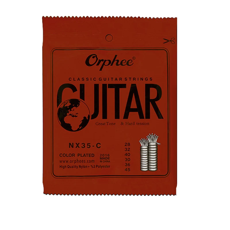 

New Orphee 6pcs/set NX35-C Full Set Black Nylon Classical Guitar Strings Hard Tension 0.028 - 0.045 inch