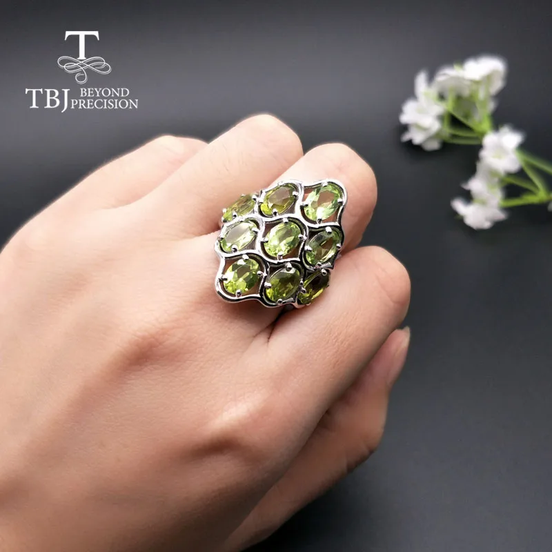 TBJ, серебро 925 пробы, натуральный драгоценный камень, перидот, кольца большого размера, хорошее ювелирное изделие для женщин, юбилей, праздничная одежда, хороший подарок