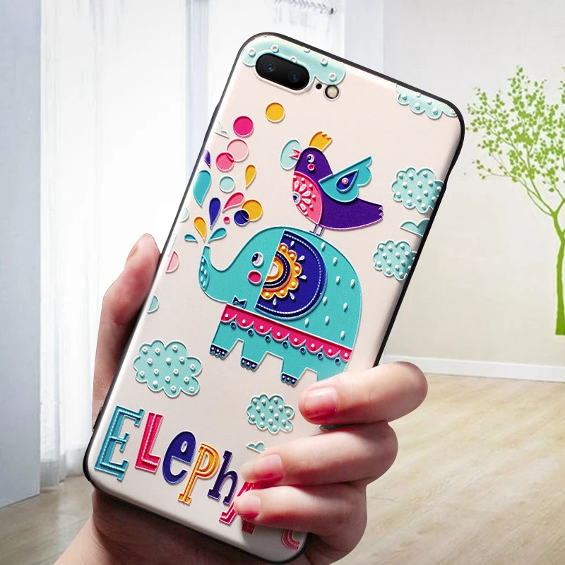 3D Three-Dimensional Relief For iphone 7 Case Hippo Elephant Cat Flower Pattern iPhone 6 6S 8 plus X Soft Silicone |