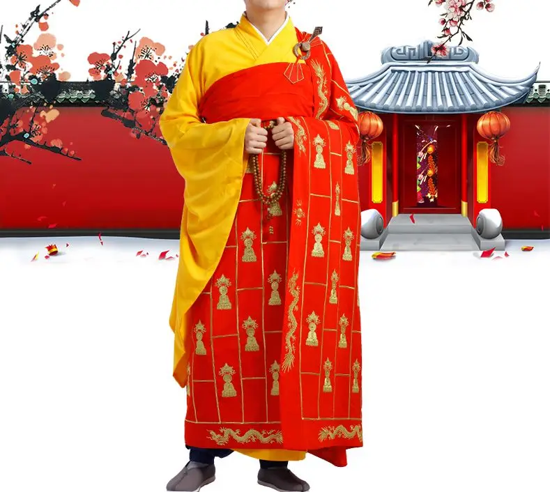 shaolin monk embroidered robe cassocks thousand Millennium Dragon suits buddha Buddhist lay zen clothing blessing uniforms | Спорт и