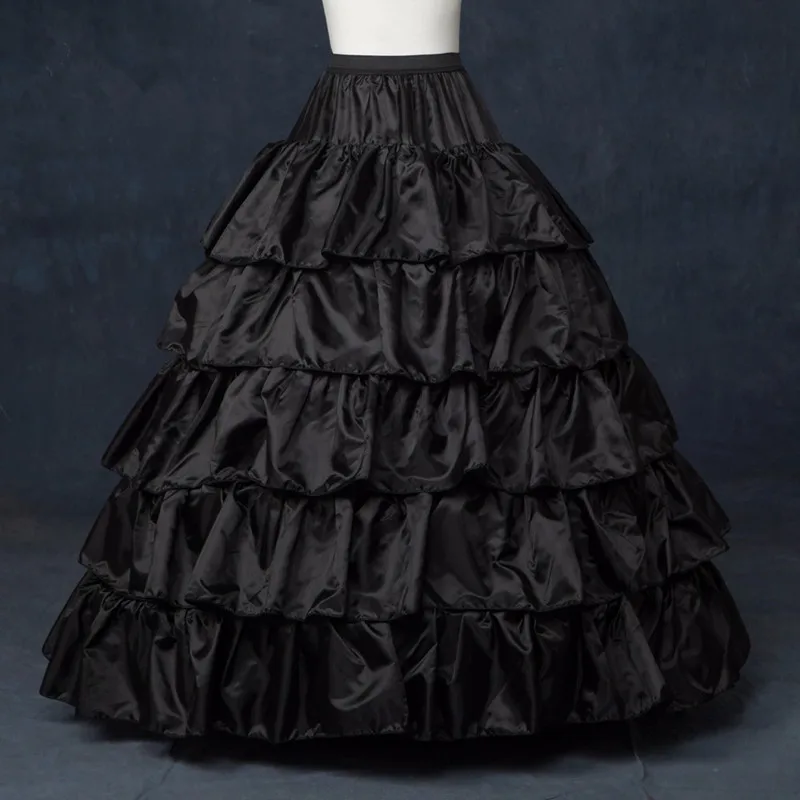 В наличии 5-слойная черная подъюбник с оборками бальное платье недорого кринолин