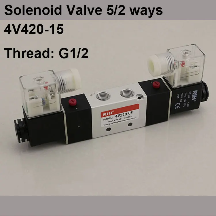 

G1/2" 4V420-15 2 Position 5 Way Air Solenoid Valves Pneumatic Control Valve , DC12v DC24v AC24v AC110v 220v