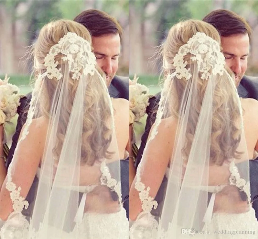 Однослойная Длинная свадебная фата элегантная Фата для невесты цвет слоновой