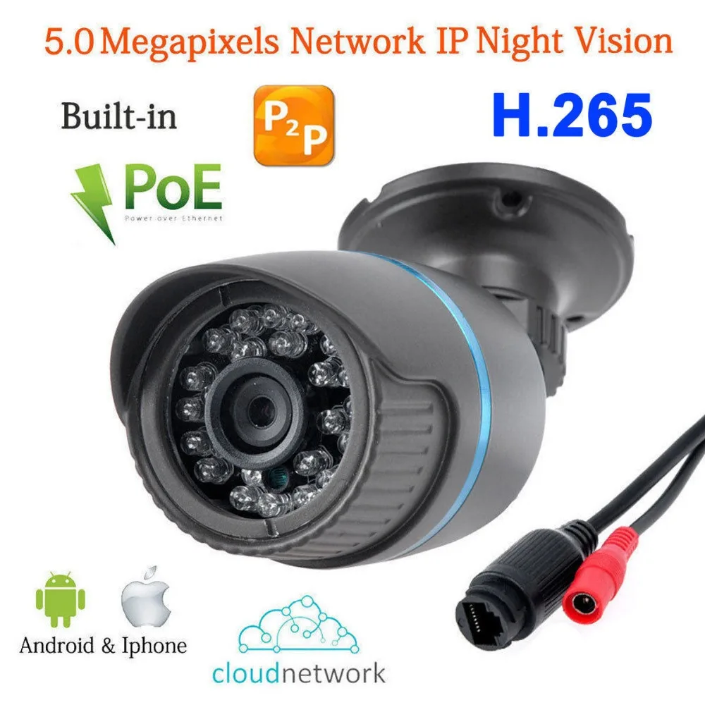 Eyessys H.265 5 0 МП HD наружная 24IR POE 48 в сетевая P2P IP-камера видеонаблюдения Onvif