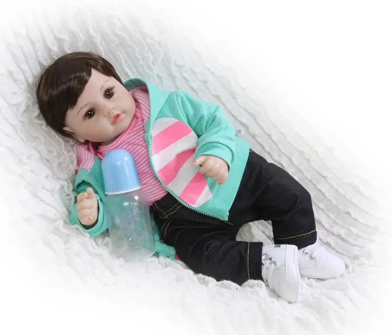 NPK 19''Handmade Silicone vinyl adorable Lifelike toddler Baby Bonecas girl kid bebe doll reborn menina de silicone | Игрушки и