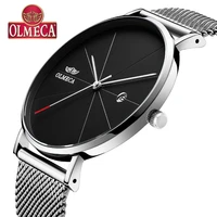 new style olmeca alloy watch relogio masculino fashion business complete calendar wrist watch 3atm waterproof watches for men