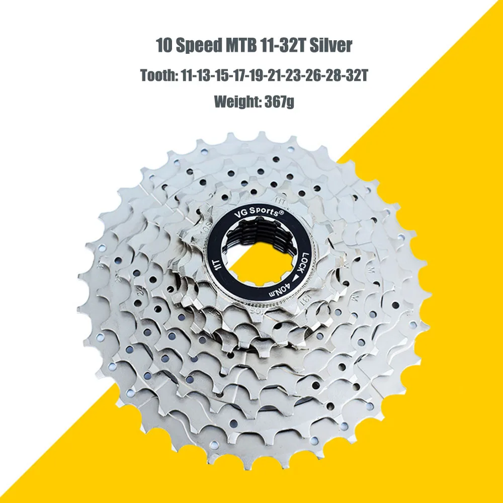 10S-11-32T-Silver Велосипед MTB Freewheel 10 скоростей 11-32 T/36 T/40 T/42 T/46 T/50 T SRAM дорожный велосипед кассета маховик 10 V cog cdg VG Sports - Цвет: 10S-11-32T-Silver