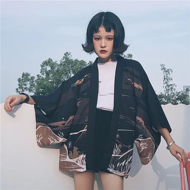 HARAJUKU рубашка 2018 летнее кимоно кардиган feminino Верхняя одежда Защита от солнца