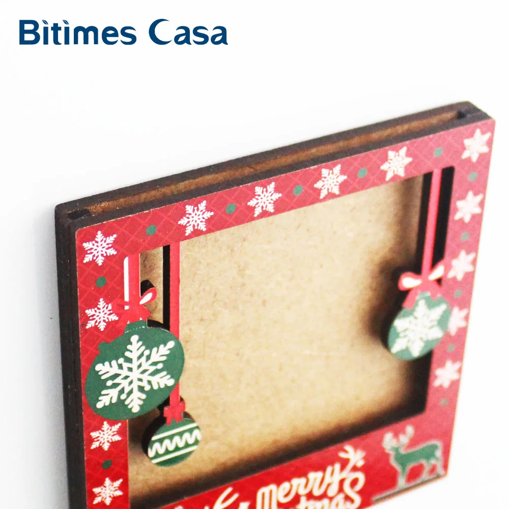 Bitimes Рождественское украшение на холодильник магниты 3D МДФ фоторамка маленький