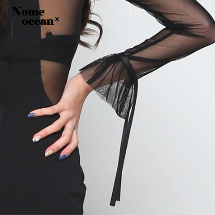 Сексуальные газовые Лоскутные облегающие платья на шнуровке с манжетами и