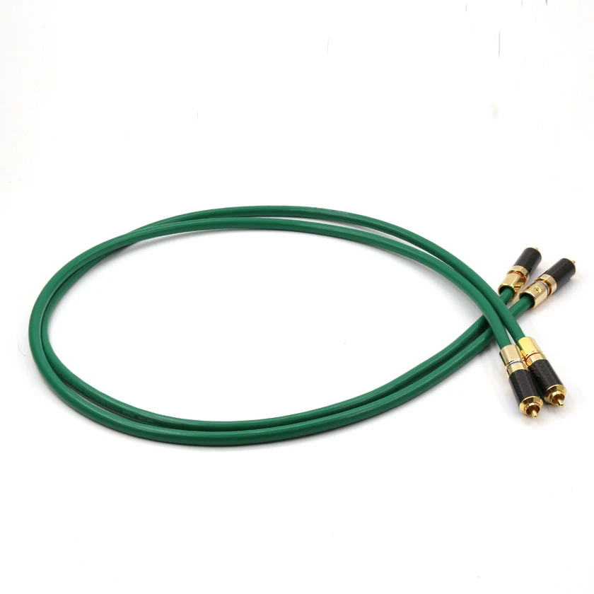 Пара 8N Чистая медь с серебряным покрытием RCA Hi Fi соединение кабелем углеродное
