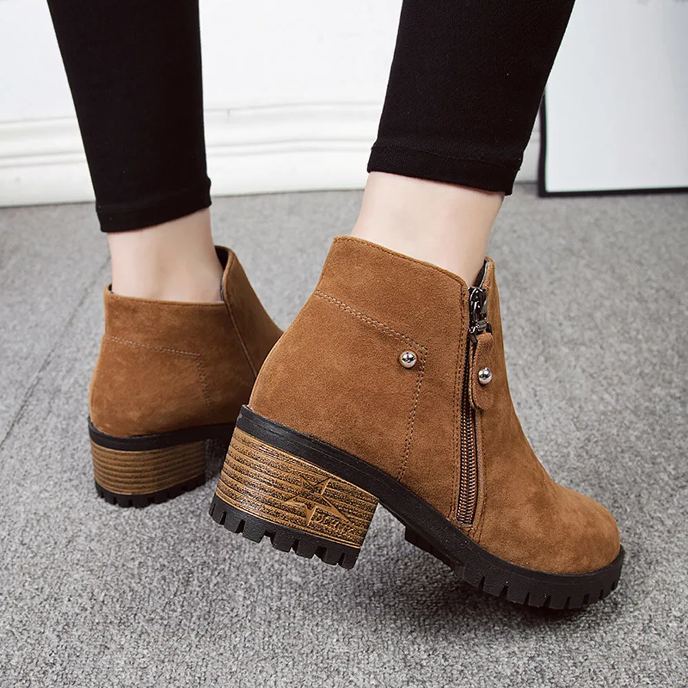 YOUYEDIAN/женские ботинки Martain замшевые ботильоны на высоком каблуке молнии zapatos de mujer