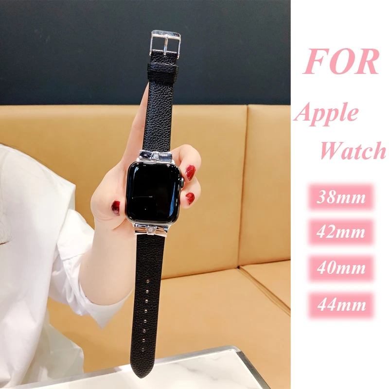 Ремешок для часов Apple watch 4 44 мм 40 42 38 женский кожаный браслет с бриллиантами
