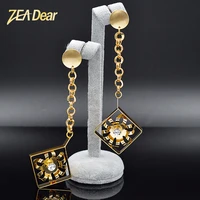 zea dear jewelry classic jewelry square earrings for women long drop dangle earrings for party wedding gift high quality earring