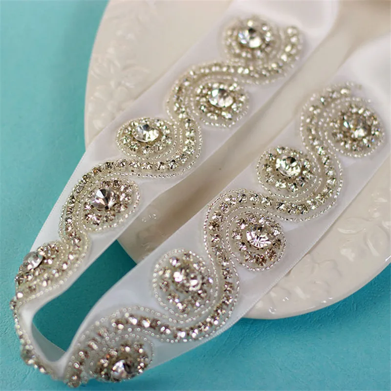 Роскошный блестящий хрустальный свадебный пояс для невест атласная лента