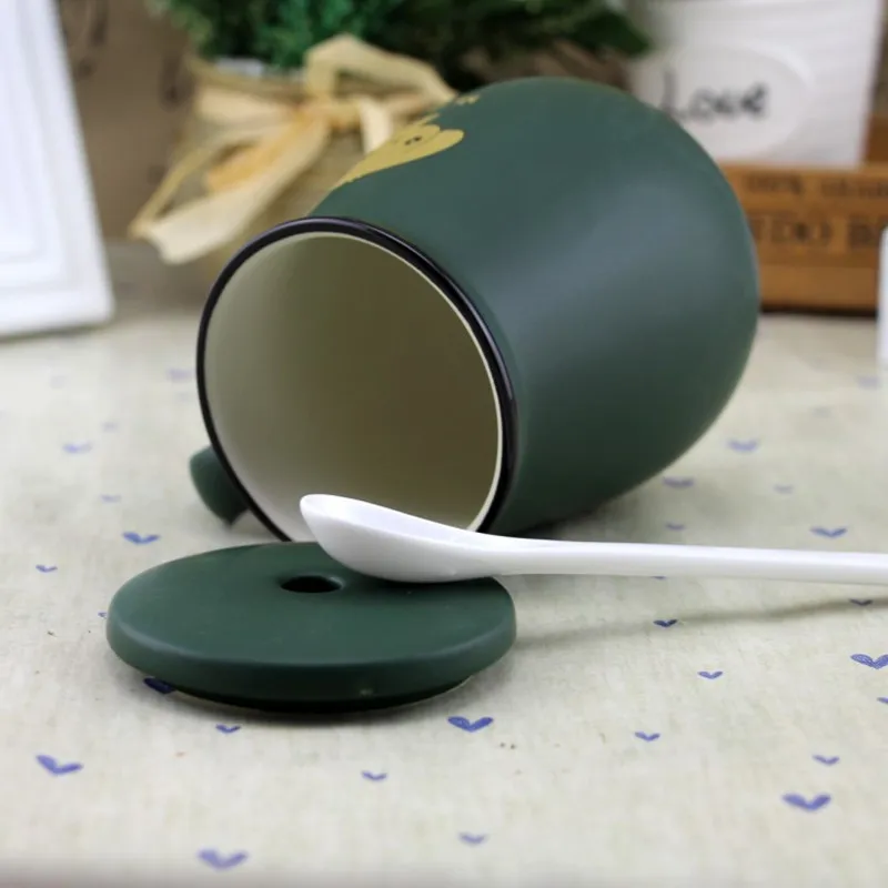 Креативный мультфильм керамические кофейные кружки с крышкой пара фарфоровая