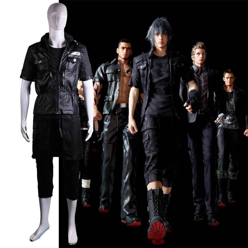 Final Fantasy XV Noctis Lucis Caelum FF15 Аниме Косплей Костюм кожаные мужские футболки из хлопка с коротким рукавом вечерние на Хэллоуин