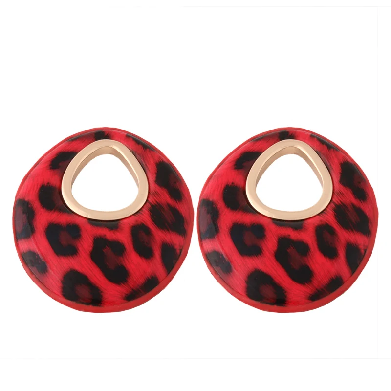 Leopard red NeeFu WoFu кожаные серьги для женщин кожа orecchini ухо femme большой Brinco Oorbellen Хэллоуин Модные ювелирные изделия - Окраска металла: Leopard red