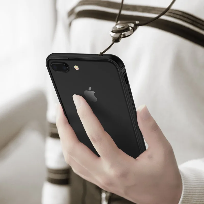 Portefeuille для iPhone 7 бампер чехол Алюминиевый металлический силиконовый каркас тонкий бампер чехлы для iPhone 8 Plus 7 Plus iPhone7 iPhone8 - Цвет: Matte black