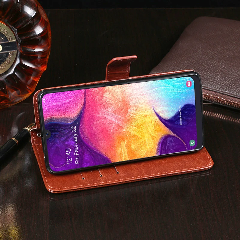 Роскошный кожаный чехол с откидной крышкой для samsung Galaxy A50 кейс телефона модный