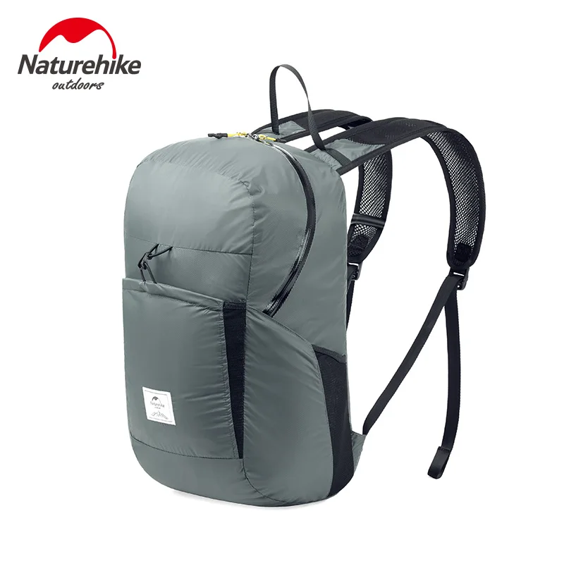Grey Naturehike 30D нейлоновый водонепроницаемый рюкзак 25L Сверхлегкий плечевой ремень складной рюкзак для отдыха на природе спортивные сумки - Цвет: Grey