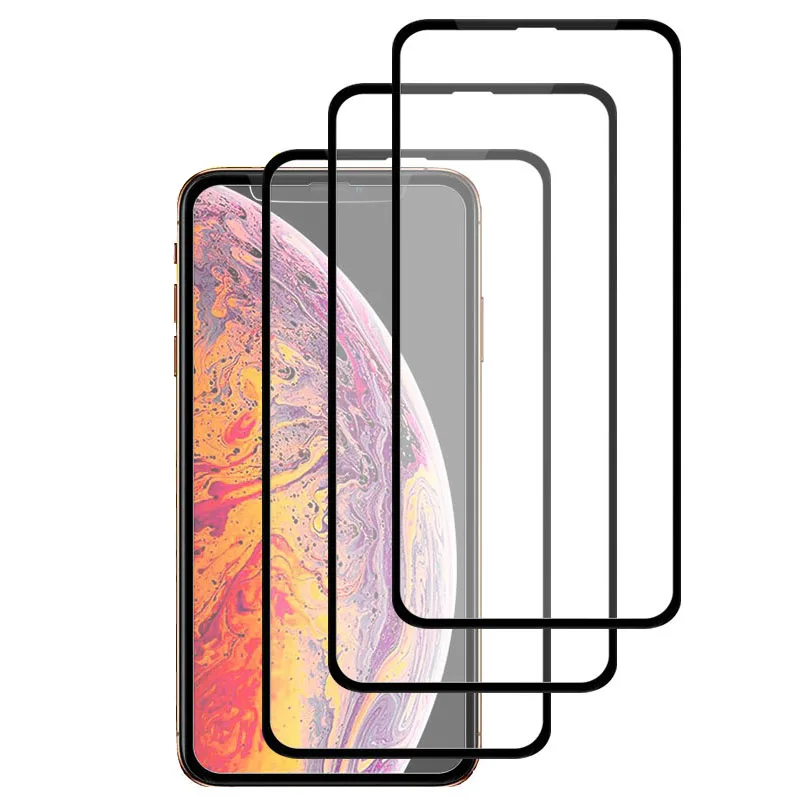 3 шт полное покрытие экрана протектор для iPhone X XR XS Max закаленное стекло на 5 6 7 8 Plus