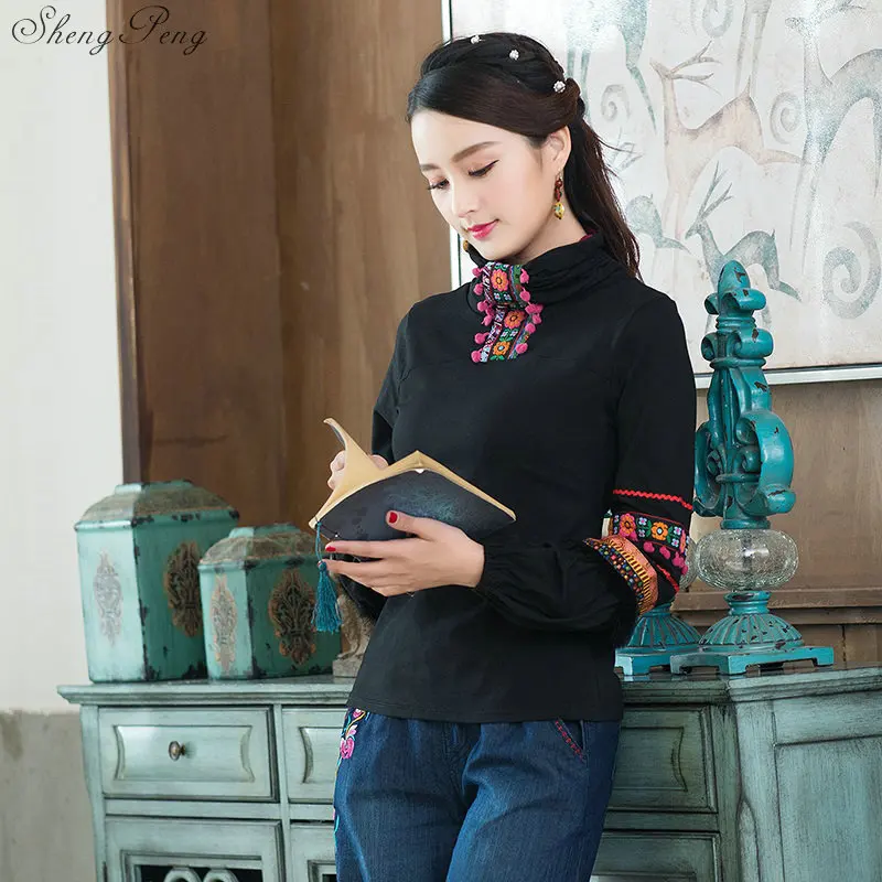 Cheongsam Топ традиционная китайская одежда для женщин с длинным рукавом размера