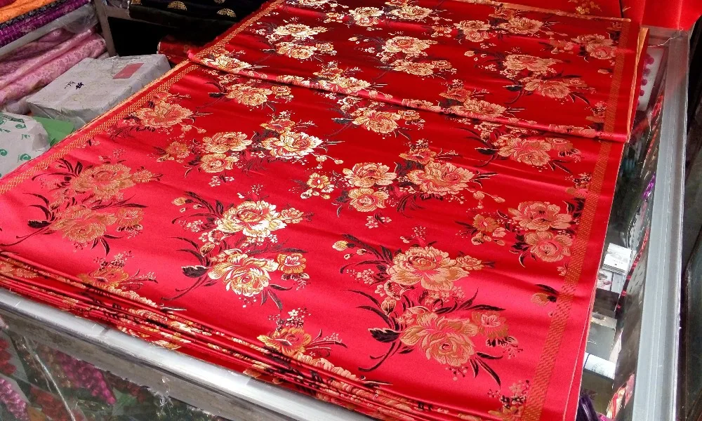 Традиционная китайская шелковая парчовая ткань Чонсам 75 см полиэстер Красная